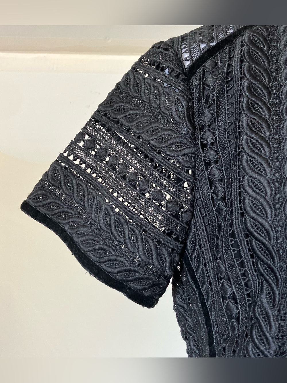 Perseverance London Black Lace Victorian High Neck Peplum Blouse Size 10 - Picture 7 of 11